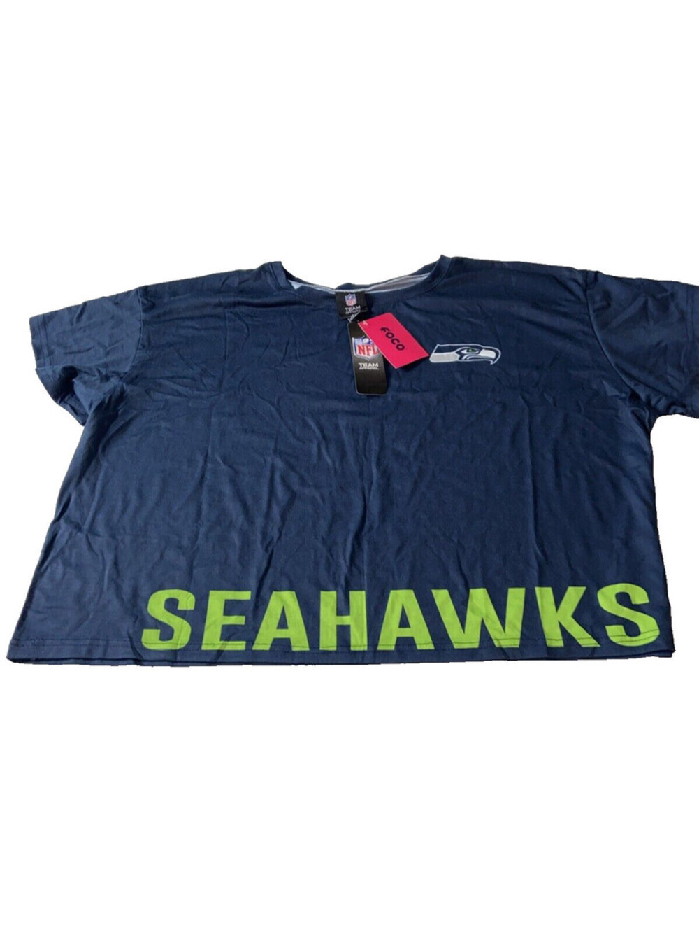 NFL Shirt Foco 2XL Women’s shirt Seattle Seahawks Navy Cropped Wide Football NFL